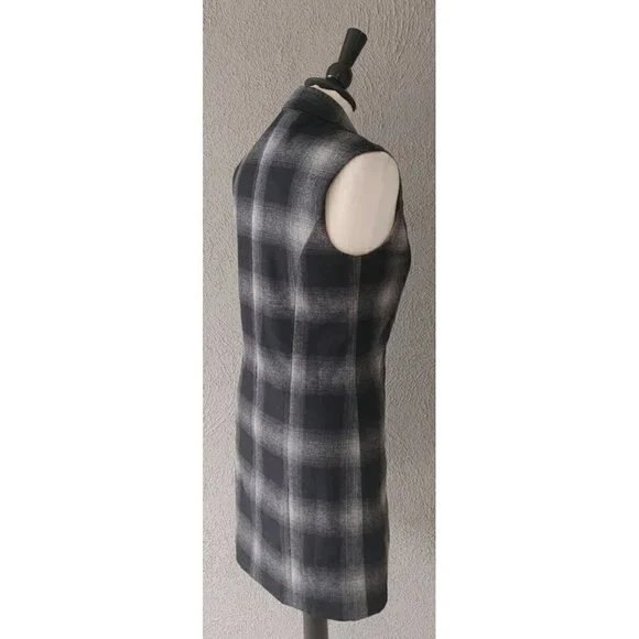 WAYF Plaid Sleeveless Tunic Vest Zip Front in Black and Gray Size XS - Picture 5 of 8